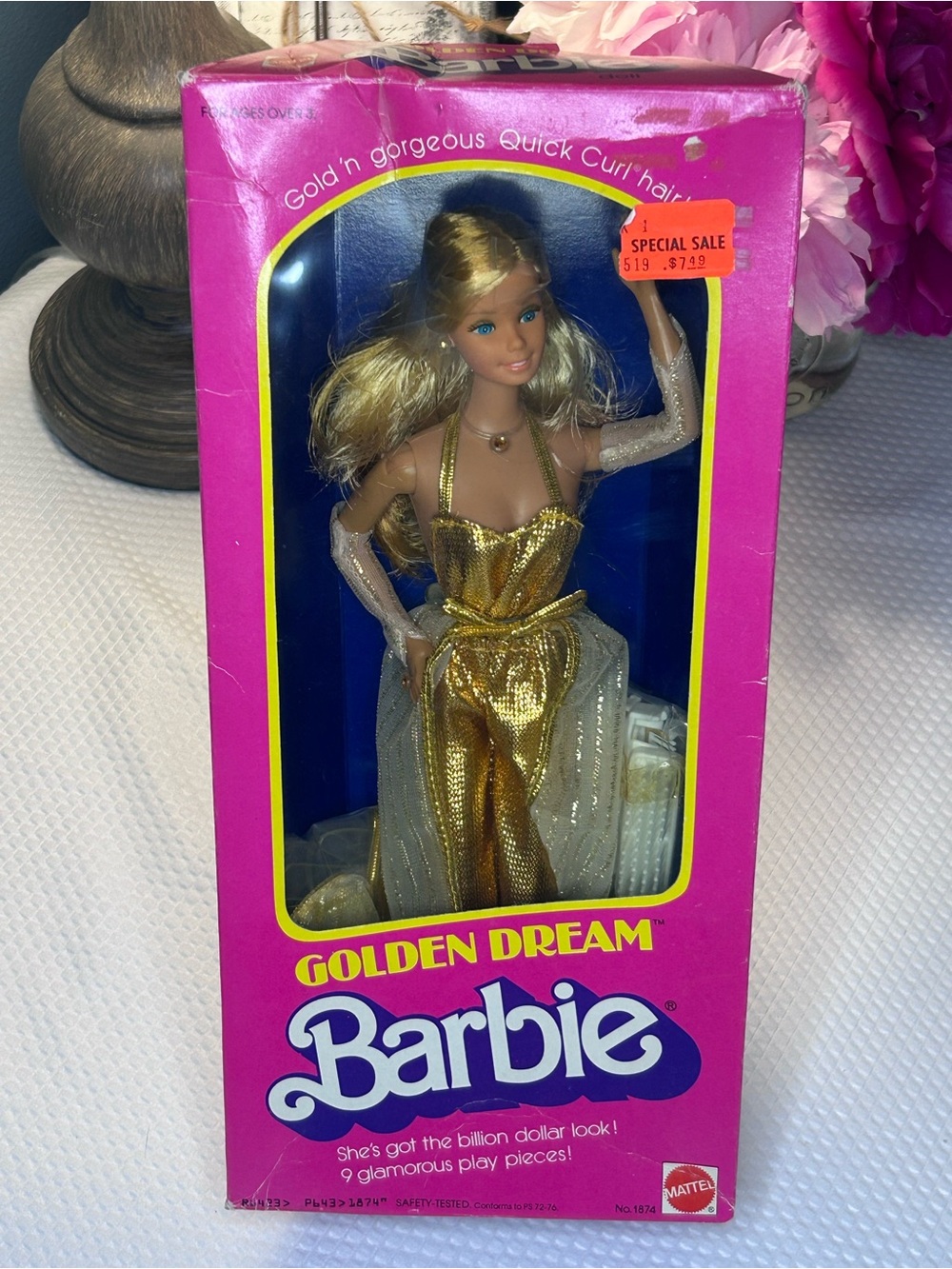 Vintage 1980 Golden Dream Barbie Doll #1874 Mattel Original Box